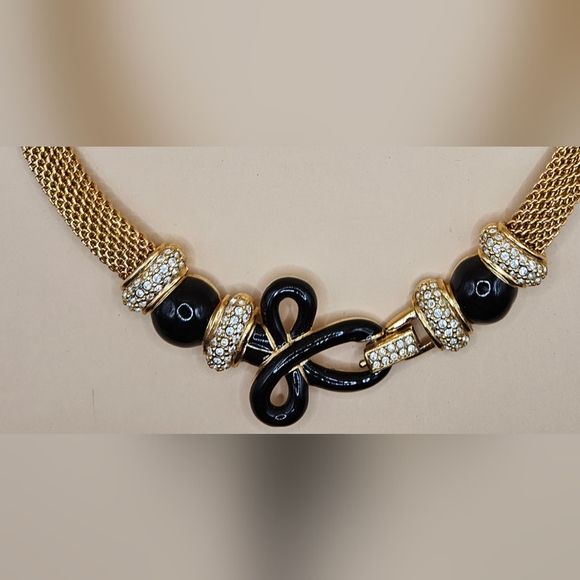 VINTAGE SWAROVSKI CRYSTAL SWAN LOGO NECKLACE - Picture 3 of 6